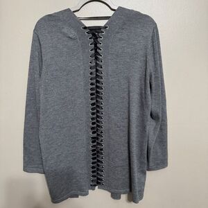 John + Jenn gray laced back cardigan size medium